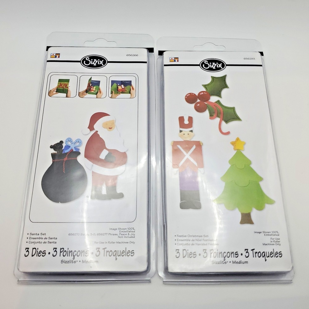 Sizzix Christmas 3 Die Set Lot of 2 - 656266 and 656283 -NIB